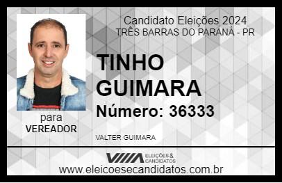 Candidato TINHO GUIMARA 2024 - TRÊS BARRAS DO PARANÁ - Eleições