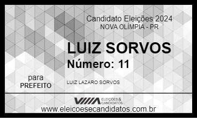 Candidato LUIZ SORVOS 2024 - NOVA OLÍMPIA - Eleições