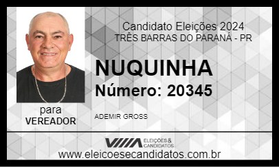 Candidato NUQUINHA 2024 - TRÊS BARRAS DO PARANÁ - Eleições