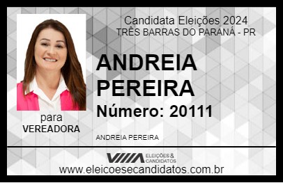 Candidato ANDREIA PEREIRA 2024 - TRÊS BARRAS DO PARANÁ - Eleições