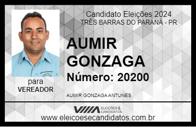 Candidato AUMIR GONZAGA 2024 - TRÊS BARRAS DO PARANÁ - Eleições