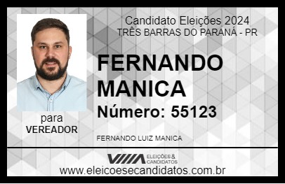 Candidato FERNANDO MANICA 2024 - TRÊS BARRAS DO PARANÁ - Eleições