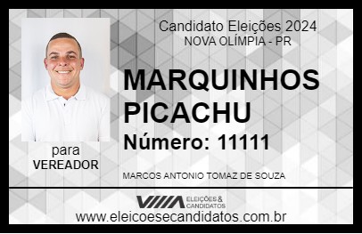 Candidato MARQUINHOS PICACHU 2024 - NOVA OLÍMPIA - Eleições