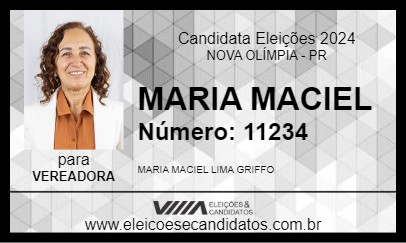 Candidato MARIA MACIEL 2024 - NOVA OLÍMPIA - Eleições