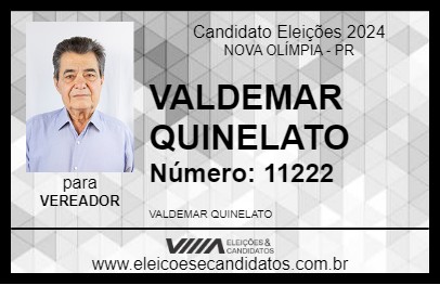 Candidato VALDEMAR QUINELATO 2024 - NOVA OLÍMPIA - Eleições