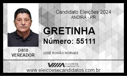 Candidato GRETINHA 2024 - ANDIRÁ - Eleições