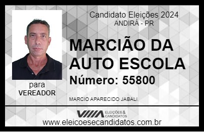 Candidato MARCIÃO DA AUTO ESCOLA 2024 - ANDIRÁ - Eleições