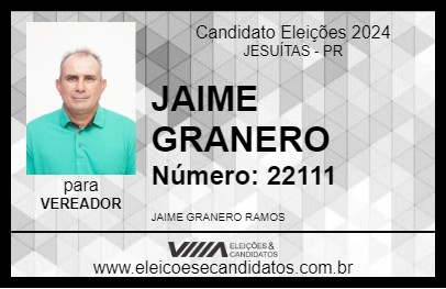 Candidato JAIME GRANERO 2024 - JESUÍTAS - Eleições