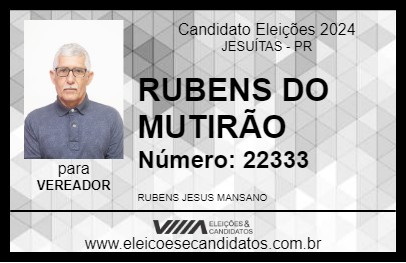 Candidato RUBENS DO MUTIRÃO 2024 - JESUÍTAS - Eleições