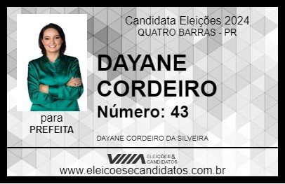 Candidato DAYANE CORDEIRO 2024 - QUATRO BARRAS - Eleições