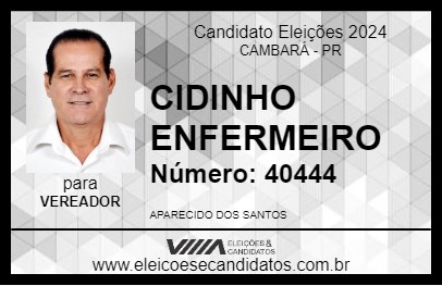 Candidato CIDINHO ENFERMEIRO 2024 - CAMBARÁ - Eleições