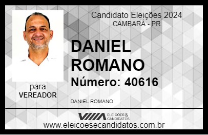 Candidato DANIEL ROMANO 2024 - CAMBARÁ - Eleições