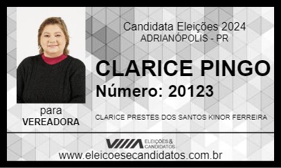 Candidato CLARICE PINGO 2024 - ADRIANÓPOLIS - Eleições