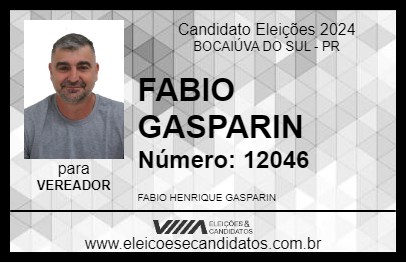 Candidato FABIO GASPARIN 2024 - BOCAIÚVA DO SUL - Eleições