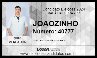 Candidato JOAOZINHO 2024 - MAUÁ DA SERRA - Eleições