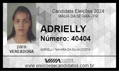 Candidato ADRIELLY 2024 - MAUÁ DA SERRA - Eleições