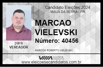 Candidato MARCAO VIELEVSKI 2024 - MAUÁ DA SERRA - Eleições