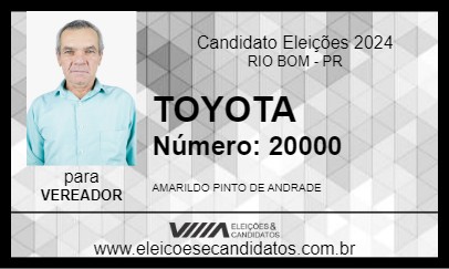 Candidato TOYOTA 2024 - RIO BOM - Eleições