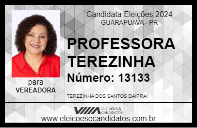 Candidato PROFESSORA TEREZINHA 2024 - GUARAPUAVA - Eleições