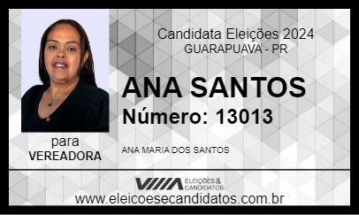 Candidato ANA SANTOS 2024 - GUARAPUAVA - Eleições