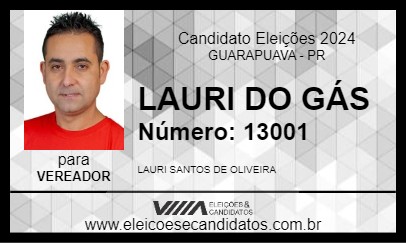 Candidato LAURI DO GÁS 2024 - GUARAPUAVA - Eleições