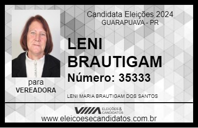 Candidato LENI BRAUTIGAM 2024 - GUARAPUAVA - Eleições