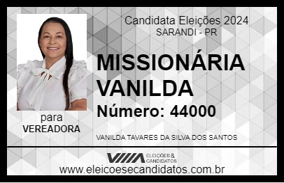 Candidato MISSIONÁRIA VANILDA 2024 - SARANDI - Eleições