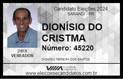 Candidato DIONÍSIO DO CRISTMA 2024 - SARANDI - Eleições