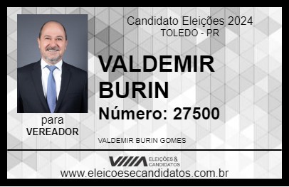 Candidato VALDEMIR BURIN 2024 - TOLEDO - Eleições