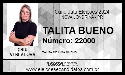 Candidato TALITA BUENO 2024 - NOVA LONDRINA - Eleições