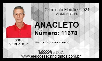 Candidato ANACLETO 2024 - VIRMOND - Eleições