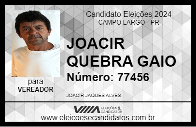 Candidato JOACIR QUEBRA GAIO 2024 - CAMPO LARGO - Eleições