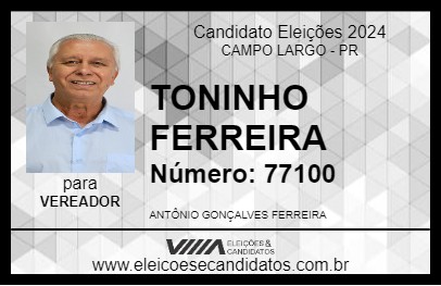 Candidato TONINHO FERREIRA 2024 - CAMPO LARGO - Eleições