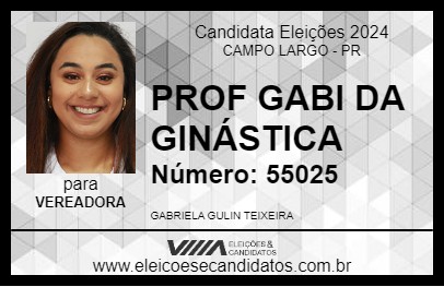 Candidato PROF GABI DA GINÁSTICA 2024 - CAMPO LARGO - Eleições