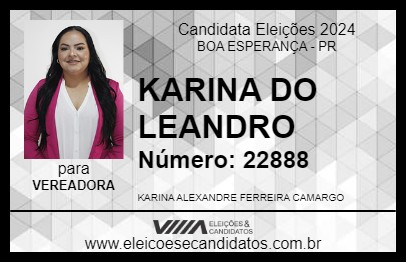 Candidato KARINA DO LEANDRO 2024 - BOA ESPERANÇA - Eleições