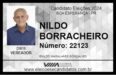 Candidato NILDO BORRACHEIRO 2024 - BOA ESPERANÇA - Eleições