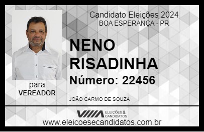 Candidato NENO RISADINHA 2024 - BOA ESPERANÇA - Eleições