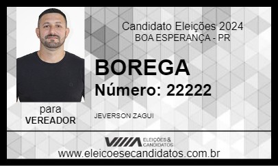 Candidato BOREGA 2024 - BOA ESPERANÇA - Eleições