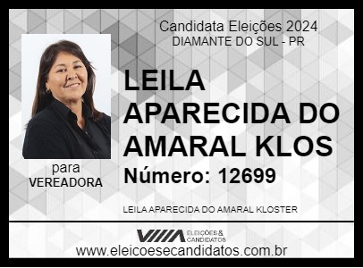 Candidato LEILA APARECIDA DO AMARAL LIBE 2024 - DIAMANTE DO SUL - Eleições