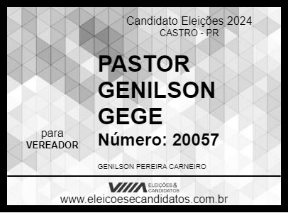 Candidato PASTOR GENILSON GEGE 2024 - CASTRO - Eleições