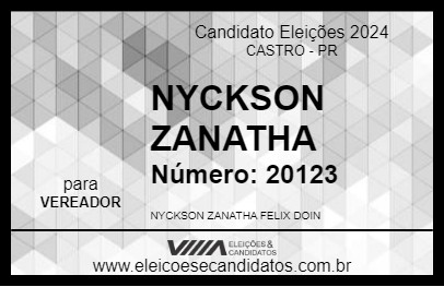 Candidato NYCKSON ZANATHA 2024 - CASTRO - Eleições