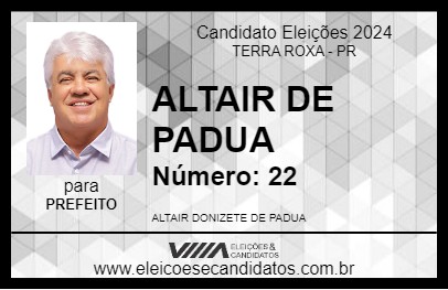 Candidato ALTAIR DE PADUA 2024 - TERRA ROXA - Eleições