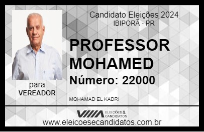 Candidato PROFESSOR MOHAMED 2024 - IBIPORÃ - Eleições