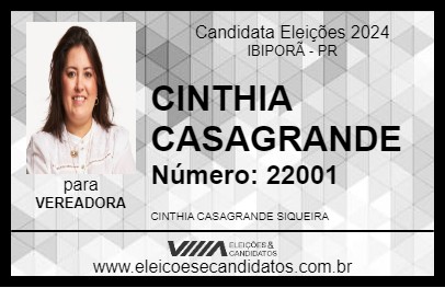 Candidato CINTHIA CASAGRANDE 2024 - IBIPORÃ - Eleições