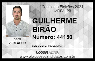 Candidato GUILHERME BIRÃO 2024 - JAPIRA - Eleições