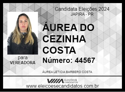 Candidato ÁUREA DO CEZINHA COSTA 2024 - JAPIRA - Eleições