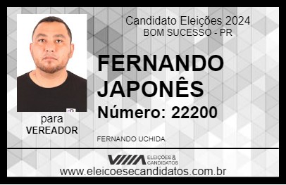 Candidato FERNANDO JAPONÊS 2024 - BOM SUCESSO - Eleições