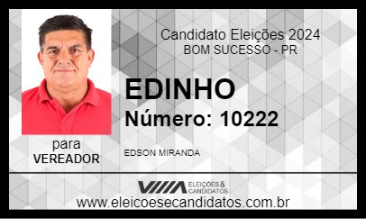 Candidato EDINHO 2024 - BOM SUCESSO - Eleições