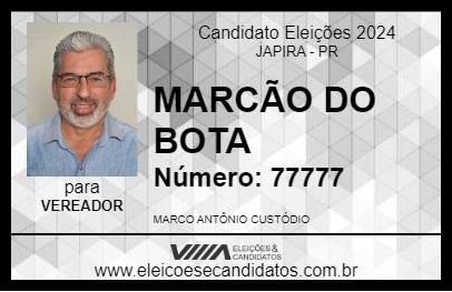 Candidato MARCÃO DO BOTA 2024 - JAPIRA - Eleições