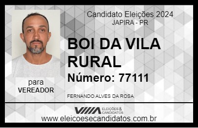 Candidato BOI DA VILA RURAL 2024 - JAPIRA - Eleições